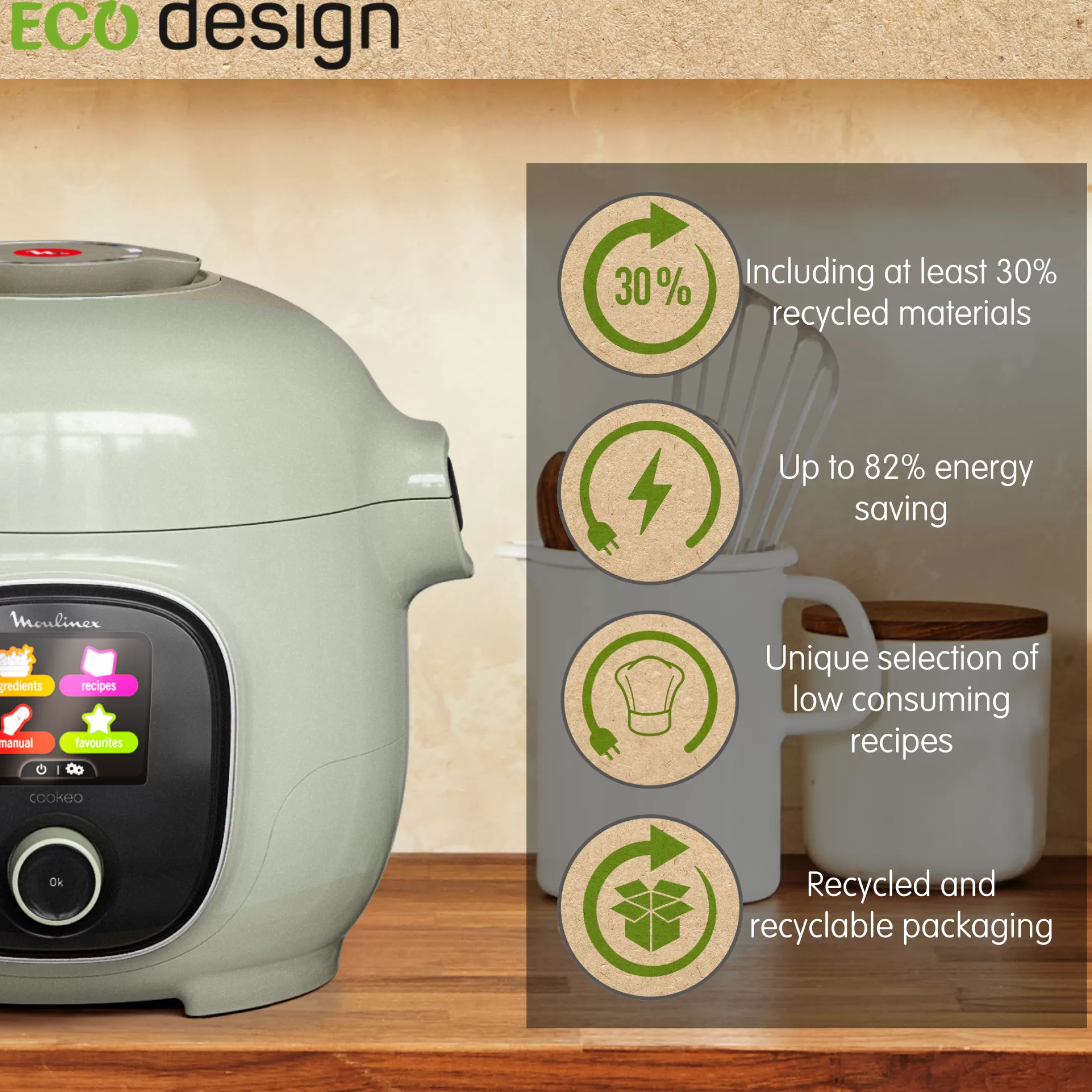 Moulinex Cookeo Mini Eco-design CE88E310 Intelligente Hogedruk Multicooker - 6 Programma's - 150 Recepten Best Sale