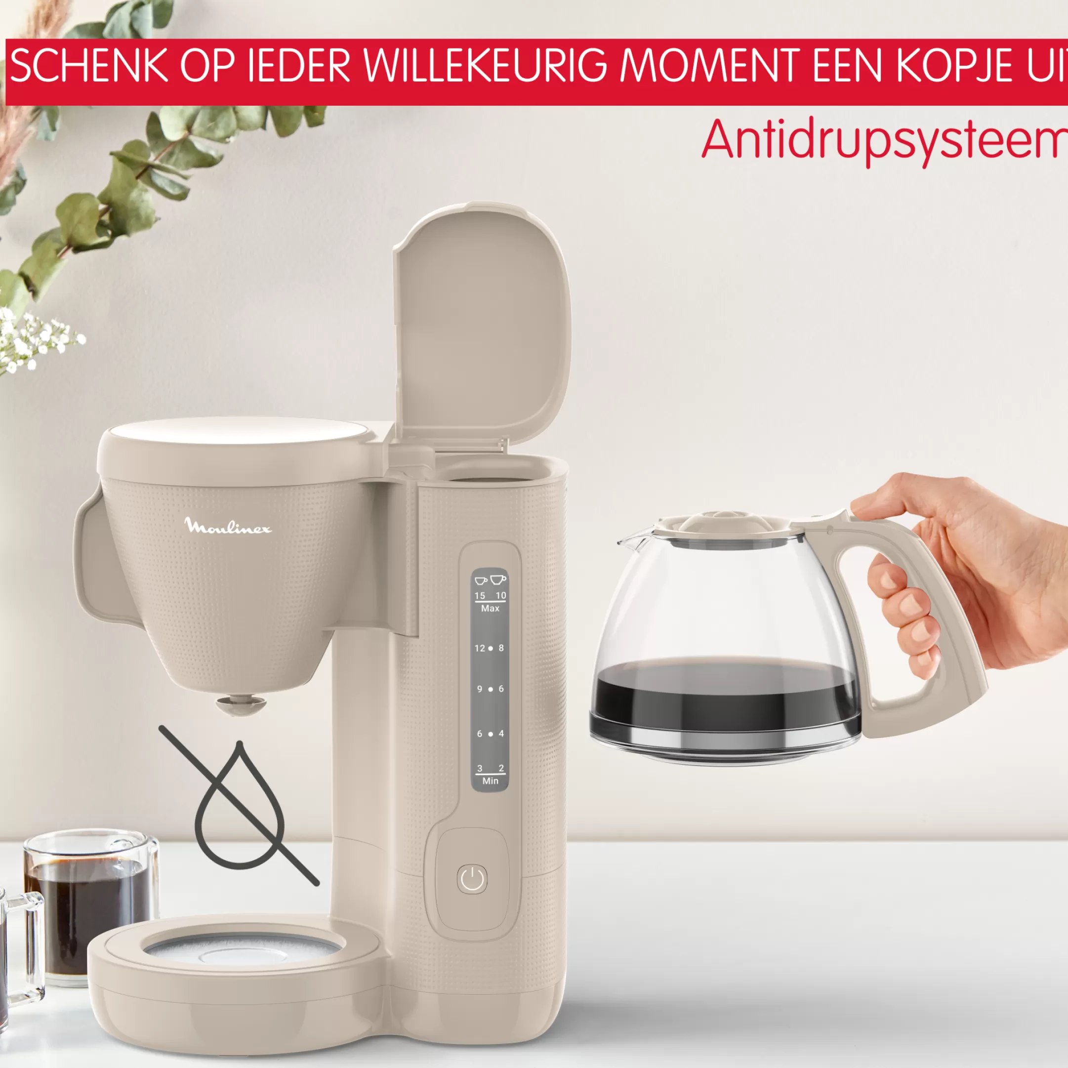 Moulinex Morning FG2M0B10 Koffiezetter Met Filter - 15 Tassen Discount