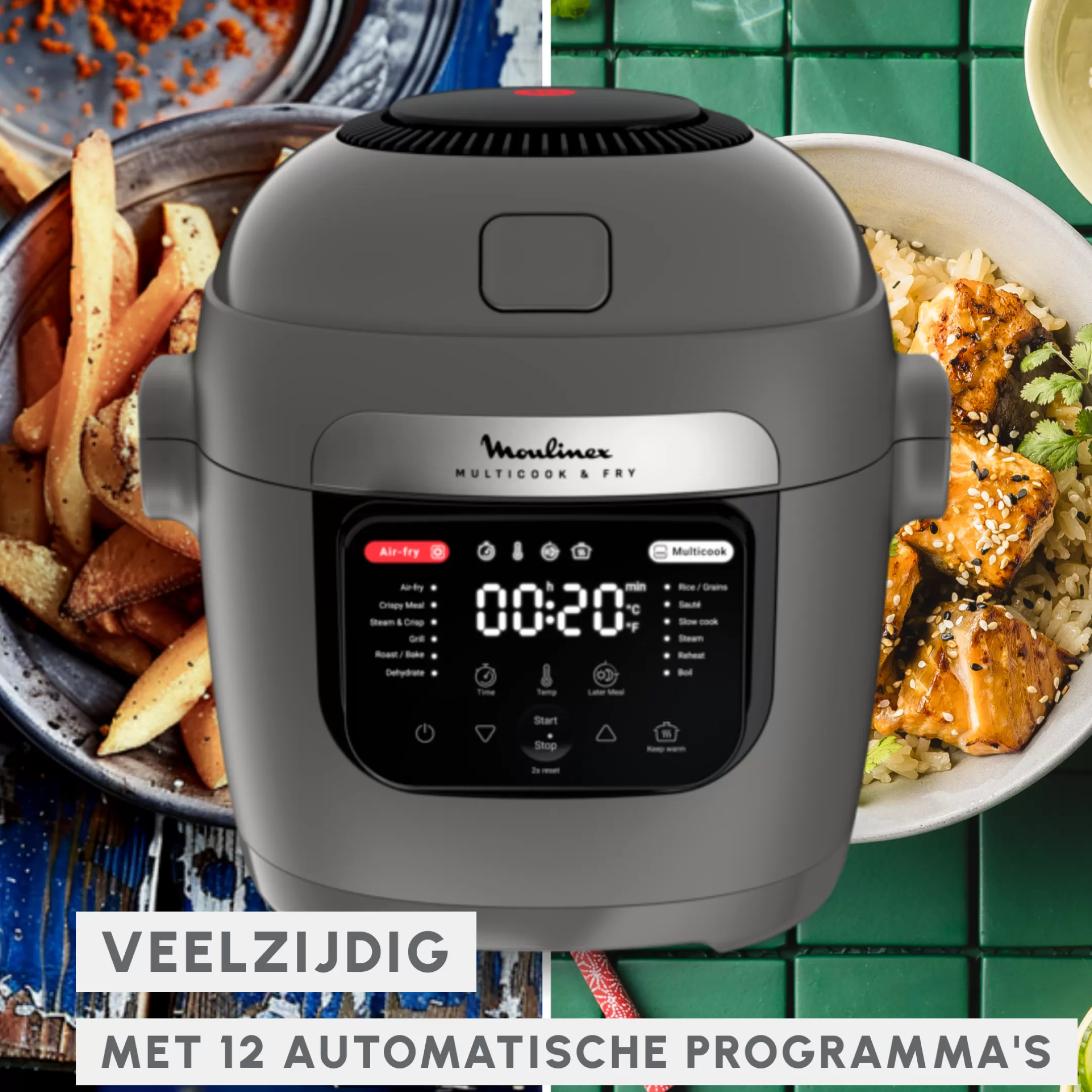 Moulinex Multicook & Fry MZ730BF0 Air Fryer En Multicooker - 12 Automatische Programma's - 4 Accessoires Best Sale